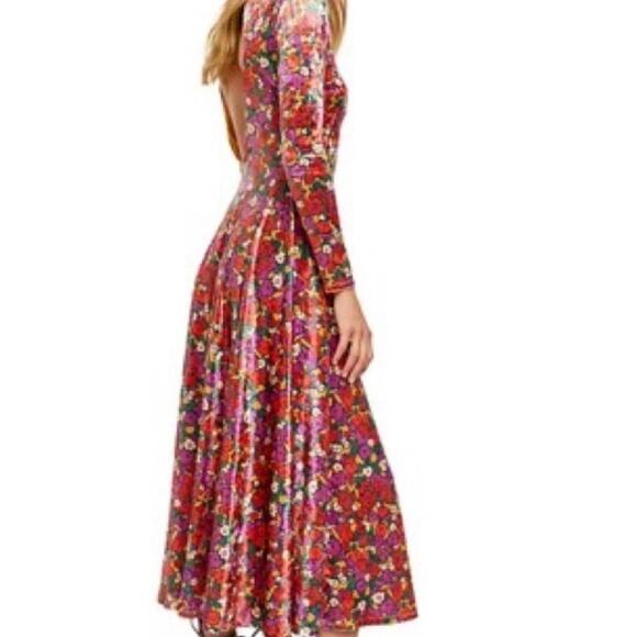 Free People Heartland Velvet Floral Dress Sz L - Picture 10 of 10